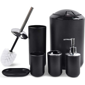 Juego de Regalo de Lujo con 6 Accesorios de Plástico para Baño: Portacepillos, Vaso para Cepillos, Dispensador de Jabón, Jabonera, Papelera de Baño - Product Image 3