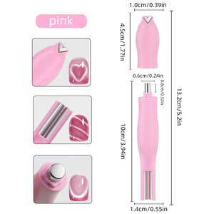 Aimant pour ongles 3-en-1 détachable effet œil de chat, aimant puissant en forme de cœur pour l'effet ligne française, outil magnétique pour nail art et vernis gel - Product Image 5