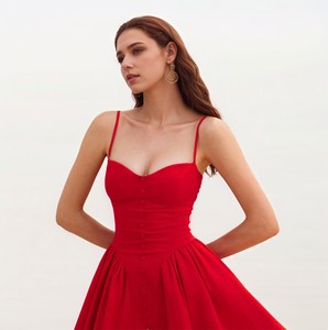 Elegante abito da donna con spalline sottili a-line Mini da festa gonfio con retro corto aperto per la serata in stile Club - Product Image 4