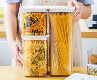 Long garde-manger en plastique Spaghetti pâtes petit déjeuner céréales sec étanche à l'air bocaux de stockage des aliments conteneur bidon ensemble avec couvercle pour la cuisine