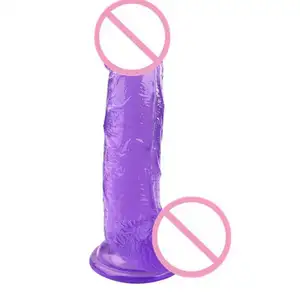 Dildo di cristallo di 4 dimensioni Dildo colorato da donna in plastica di gomma pene giocattoli del sesso rosa trasparente della pelle viola nero