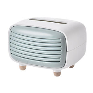 Boîte à mouchoirs en plastique en forme de radio rétro, support de serviettes pour table de salon, vente en gros - Product Image 2