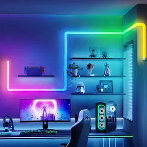 تويا واي فاي متعددة الألوان تزامن الموسيقى تدفق تأثيرات الإضاءة الديناميكية ديكور المنزل شريط ضوء LED الانزلاق الذكية حية ضوء الجدار ضوء