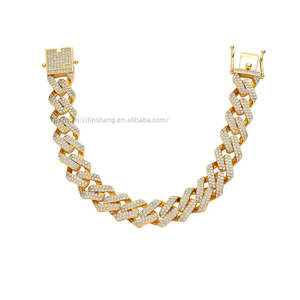 13Mm Tongue Button Head Rhombus Cuban <b>Bracelet</b>, Single Row Full of Zirconium Hip-hop <b>Bracelet</b> Tanjing Fashion Lijing Necklace - Product Image 4