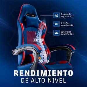 Chaise de bureau Anji avec repose-pieds rétractable, en tissu bleu, pour jeunes, chaise de gaming officielle, chaise de gaming massante pour maître de jeu - Product Image 2