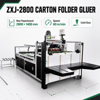 Machine à plier et à coller les boîtes en carton semi-automatique ZXJ-2800, entraînement électrique, machine à coller le carton ondulé, empilage et livraison