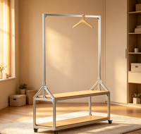 Porte-vêtements sur pied en aluminium, présentoir de rangement minimaliste en panneau éco-responsable pour vêtements