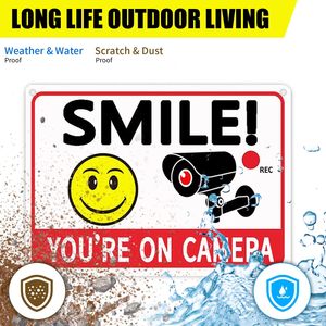 Panneaux de signalisation de sécurité extérieure réfléchissants « Souriez, vous êtes en caméra » pour propriété, imprimés à l'encre UV, 7x10 pouces, orange et noir, alerte allée - Product Image 5