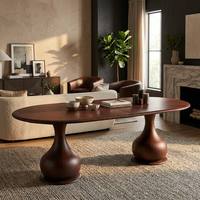 Table à manger extensible moderne de luxe en placage de noyer avec piétement en vase, écologique, imperméable, pour usage hôtelier, en MDF