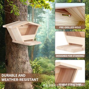 Nido de paloma de madera para colgar al aire libre, casa para pájaros de madera maciza con acabado natural para anidación en el patio trasero. - Product Image 4