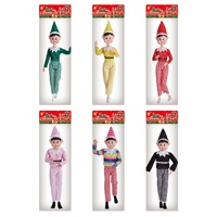 Elfe de Noël en plastique recouvert de vinyle JQ de 14 pouces, poupée elfe articulée à 11 points avec lumières musicales pour la décoration de la maison, du bureau ou des fêtes