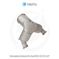 Downpipe Knalpot YT 304SS dengan Pelindung Panas Katalis 3-arah Ganda untuk Audi B9.5 S4 S5 3.0T Suku Cadang Modifikasi Otomatis