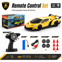 Voiture de drift Lamborghini RC à l'échelle 1/24, voiture RC grandeur nature avec lumières, voiture de course télécommandée, voiture RC électrique radiocommandée, modèle de jouet