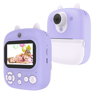 Appareil photo numérique pour enfants Cartoon Horn, tout-en-un, impression instantanée, double objectif, selfie, jouet éducatif de poche pour tous les jours - Product Image 2