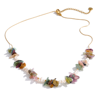 Collier en pierre naturelle géométrique JINYOU 6100, coquille de pierre de tigre, perles, chaîne fine en acier inoxydable, bijoux