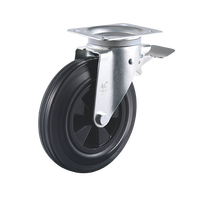 Roues pivotantes verrouillables VIMA polyvalentes en fer, caoutchouc et PP, robustes, pour bacs à déchets, capacité de charge 160 kg/210 kg