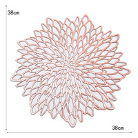Sous-plat en plastique en forme de fleur de lotus pour la cuisine, style moderne minimaliste, estampé or, résistant à la chaleur, imperméable, circulaire de 38 cm