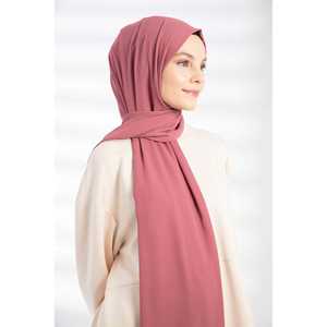Hijab Elegante de Crepé, Color Sólido, Rayón, Uso Diario, Estilo de Medio Oriente, Corte Regular, Rosa Thistle - Product Image 1