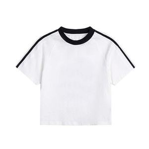 T-shirt d'été décontracté pour femme QL1266 220g en coton tricoté 100% à manches courtes et col rond, teinture unie - Product Image 2