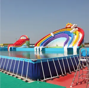 चीन आपूर्तिकर्ता सुपर विशाल 164ft x 98ft मनोरंजन पार्क स्विमिंग अनुकूलन आयताकार स्टील फ्रेम पूल