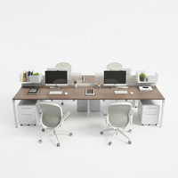Solution tout-en-un : mobilier de bureau en bois pour espace ouvert, poste de travail modulaire et réglable avec structure métallique pour 4 à 6 personnes