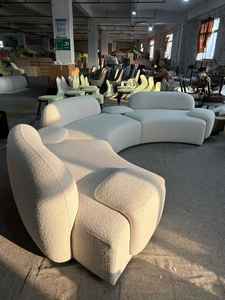 Canapé Courbé <span class=keywords><strong>en</strong></span> Tissu Crème Design - Salon Moderne Hôtel Familial - Combinaison Simple et Créative - Product Image 6