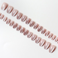 AIERFEI – Nouveaux faux ongles de luxe œil de chat, 30 pièces, couleur rose brunâtre, forme ovale courte et ronde, pour la vente en gros