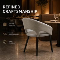 Chaise de salle à manger moderne de style tubulaire, rembourrée, dossier incurvé gris, pieds effilés, pour hôtel et restaurant