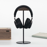 Porte-casque en bois de noyer massif et alliage d'aluminium Supports d'affichage Support universel pour casque d'écoute pour bureau Support pour casque d'écoute en bois massif