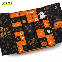 Boîte de calendrier de l'avent d'Halloween personnalisée, 24 jours, vide, avec ruban, pour emballage de chocolats et bonbons, cadeau surprise