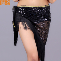Foulard de taille triangulaire à franges de paillettes pour femme, idéal pour la danse du ventre, la danse latine, les fêtes de carnaval et les spectacles sur scène