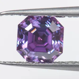 보라색 7mm 1ct 보석 asscher 모양 잘라 다이아몬드 인증서 합성 vs1 gra 느슨한 모사 나이트 돌 보석 만들기