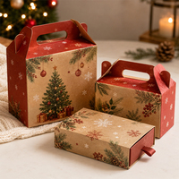 Boîtes cadeaux de Noël personnalisées imprimées, emballage en carton pliable avec logo pour produits de fêtes, vente en gros