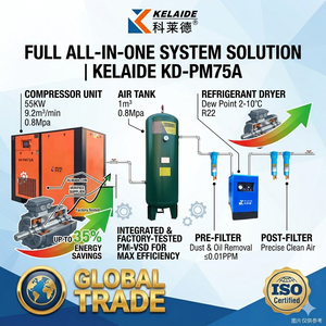 55kW (75HP) 12 <b>Bar</b> PM VFD Screw Air Compressor, 7.5kW-75kW High Efficiency Energy Saving Industrial Rotary Compressor, 8-10 <b>Bar</b> - Product Image 4