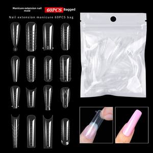 Kit d'extension d'ongles en gel UV 60 pièces, forme cercueil, stiletto, ABS, ongles français à presser, sans papier, couverture complète rapide, fournitures de <span class=keywords><strong>manucure</strong></span>, design - Product Image 1