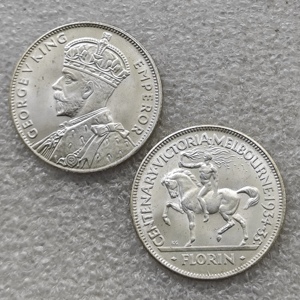 Florín Centenario Australiano de 1934/35, Monedas Conmemorativas de Estilo Antiguo de George V, Regalos, Decoración del Hogar - Product Image 2
