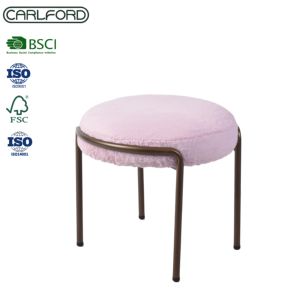 Puf Redondo <span class=keywords><strong>Rosa</strong></span> de Lujo CARLFORD con Estructura Metálica, Otomana Moderna para Dormitorio, Sala de Estar, Taburete para Hotel o Apartamento - Product Image 3