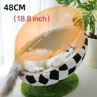 Niche pour chat ronde en sisal, en forme de bol, pour intérieur, adorable abri fermé pour animaux de compagnie, style dessin animé