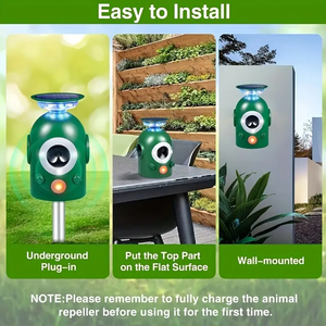 Động vật <span class=keywords><strong>Repeller</strong></span> siêu âm năng lượng mặt trời cảm biến chuyển động chim không thấm răn nhấp nháy ánh sáng sân ngoài trời thân thiện với môi - Product Image 6