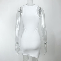 Vêtements femme en coton couleur pure col en O robe portefeuille fine sans manches 1 pièce jupe pour dames vêtements de boîte de nuit logo personnalisé