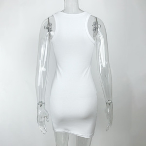 <span class=keywords><strong>Vestiti</strong></span> delle donne di colore puro O collo Skinny abito senza maniche 1 pezzo gonna sottile per le signore Night Club di indossare logo personalizzato - Product Image 5