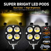 Lampe de travail LED bicolore 40W 3 pouces blanc ambre, projecteur tout-terrain pour camion, SUV, VTT, moto