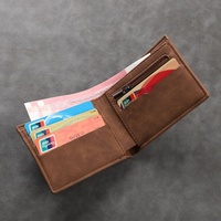 Dompet Pria Vertikal Vintage 2-lipat Grosir dengan Banyak Slot Kartu dan Kantong Koin Multifungsi