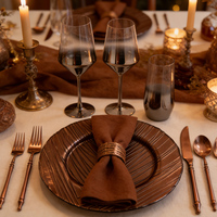 Assiettes de présentation rouges Lanques en verre avec bord doré, rondes, décoratives, pour la mise en table de dîner, 13 pouces, en gros