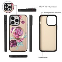 POLA Fleurs Peint RFID Protection Portefeuille Grande Capacité Pour iPhone 15 14 pour Samsung Cosmétique Sac Téléphone Cas Avec Miroir