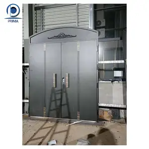 Porta de vidro de ferro forjado moderna de segurança anti-roubo Doorwin Porta de aço dupla entrada externa