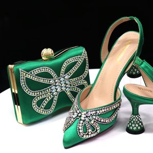 Nigerian Popular <b>Pointed</b> <b>Toe</b> Women's Rhinestone Sandals with the Same Square Box Shoe Bag Combo Set - Product Image 6