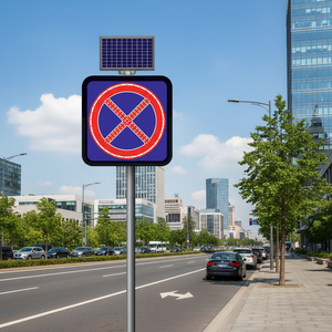 Señal de Tráfico LED de Aluminio de 60 x 60 cm con Energía Solar, Señal de Advertencia de "Prohibido Estacionar" - Product Image 3