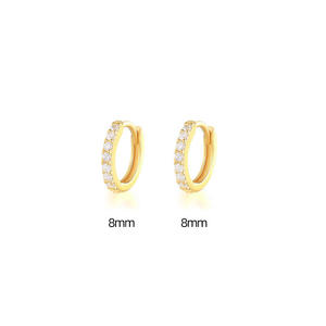 Pendientes de aro E1329 de 8 mm, chapados en oro, con cristales de imitación, joyería de moda para mujer, estilo clásico - Product Image 4