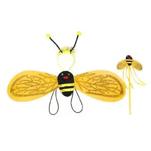 O032 Costume Children's Day bee wings angel ladybird three-piece yellow costume stage props